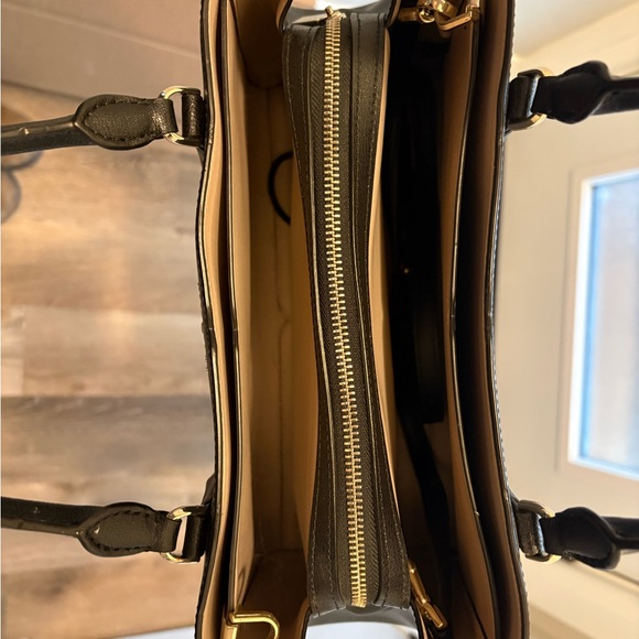 kate spade Black Leather Structured Satchel with Neutral Trim - Picture 3 of 3